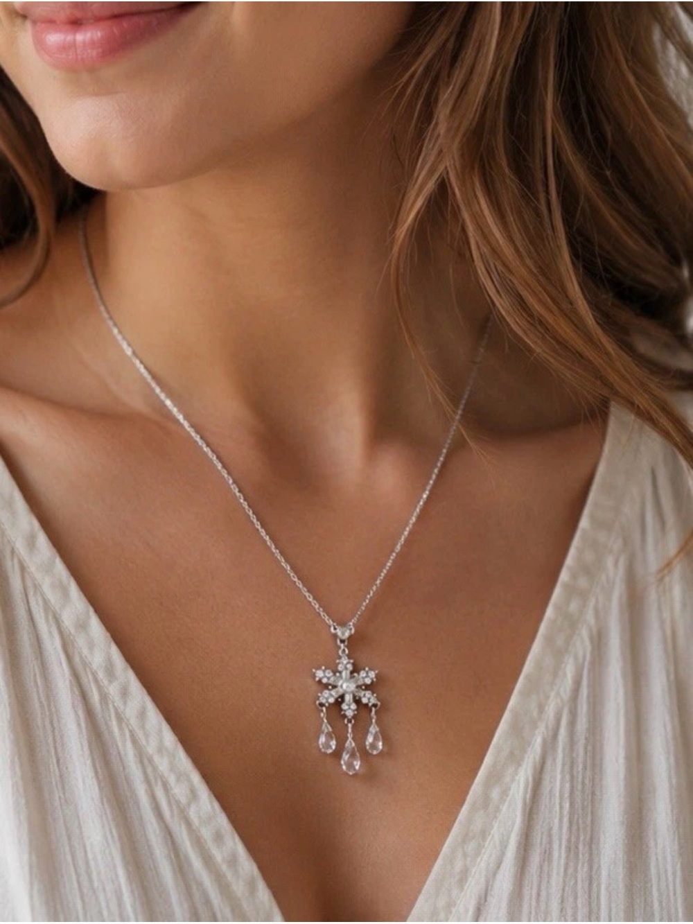 🆕❄️RARE BRIGHTON VINTAGE❄️ Crystal Snowflake Necklace NWT MSRP $78